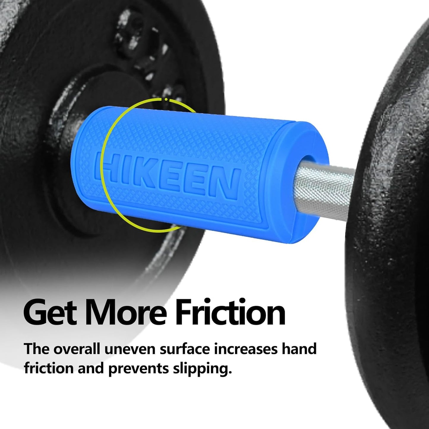 Hikeen Thick Bar Dumbbell Grips,Non Slip Hard Rubber Barbell Grips,Grips for Weight Lifting, Muscle Building-1.77", 2", 2.25" & 2.75" Outer Diameter