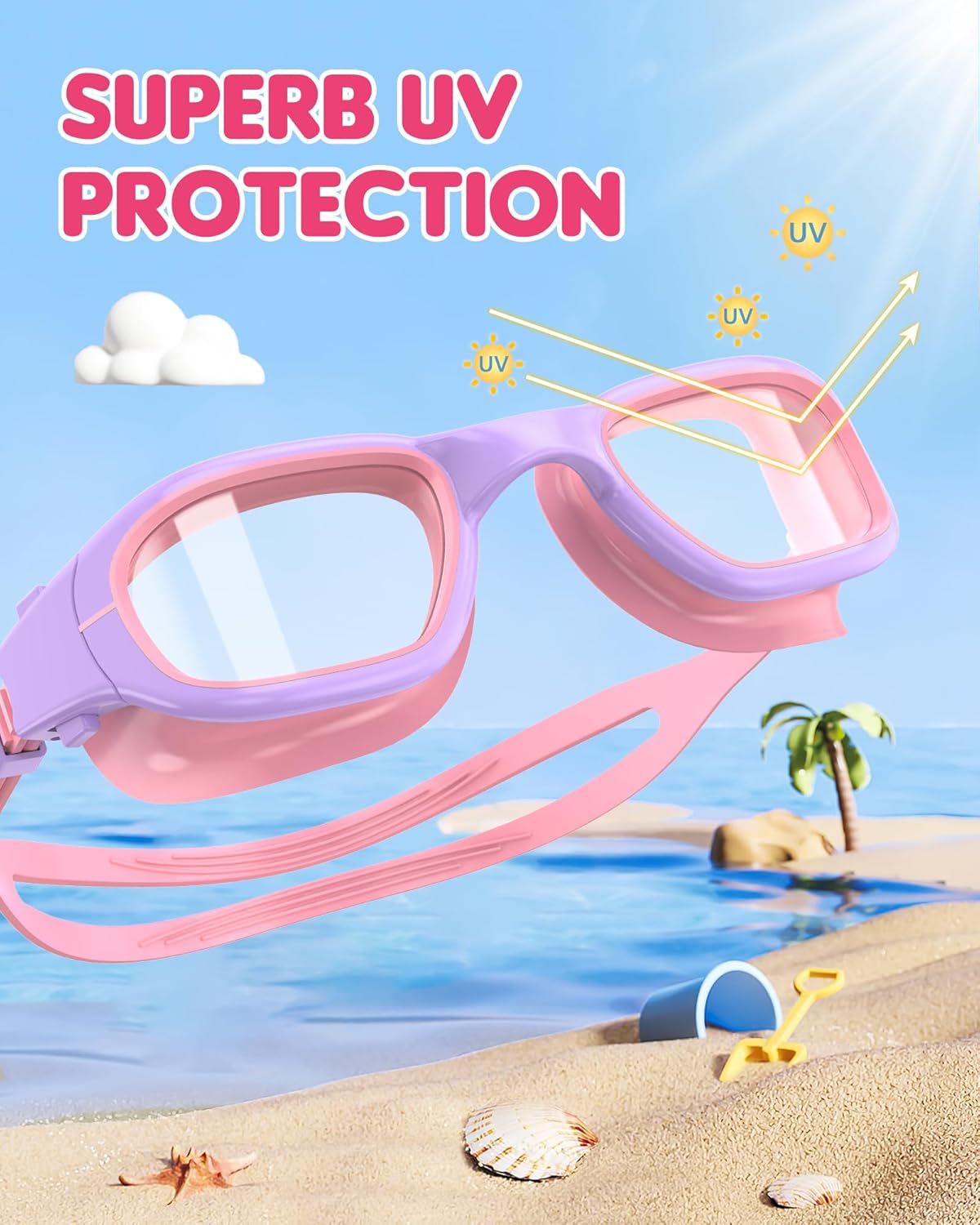 Kids Swim Goggles,Swimming Goggles for Kids 6-14, Anti-Fog UV Protection Pool Glasses for Boys Girls