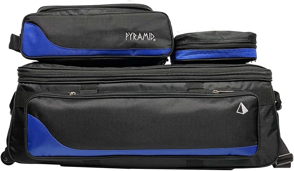 Pyramid Path Triple Tote Roller Plus Bowling Bag with Detachable Shoe Bag (Fits US Mens Size 15), Accessory and Side Pocket, Lightweight Travel Design
