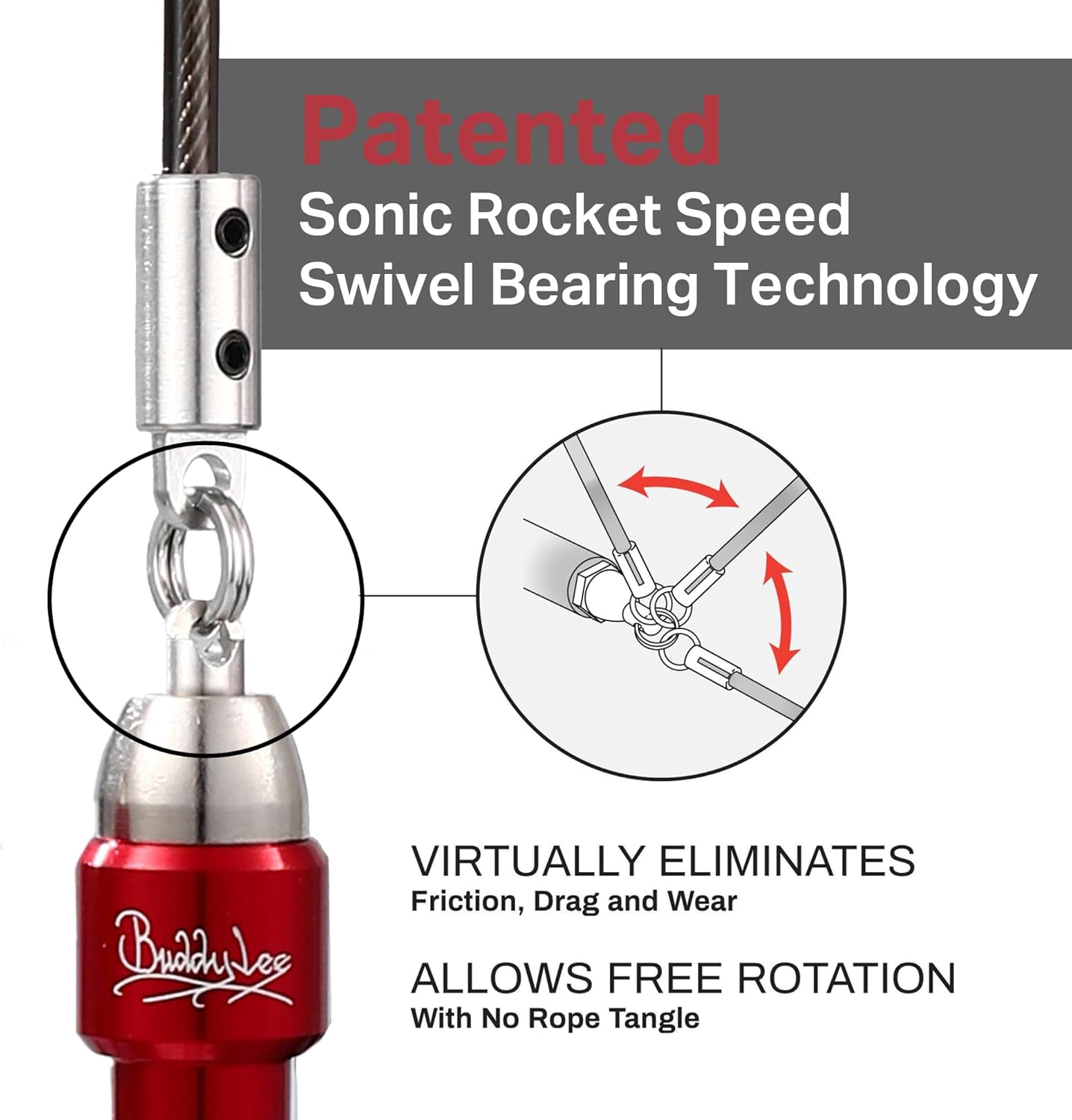 Buddy Lee Aero Speed Jump Rope 2.0 Upgraded Version with Sonic Rocket Speed Swivel Bearing | Tangle-Free & Adjustable Jump Rope for Men & Women - For Fitness, Double-Unders, and Cross-Training
