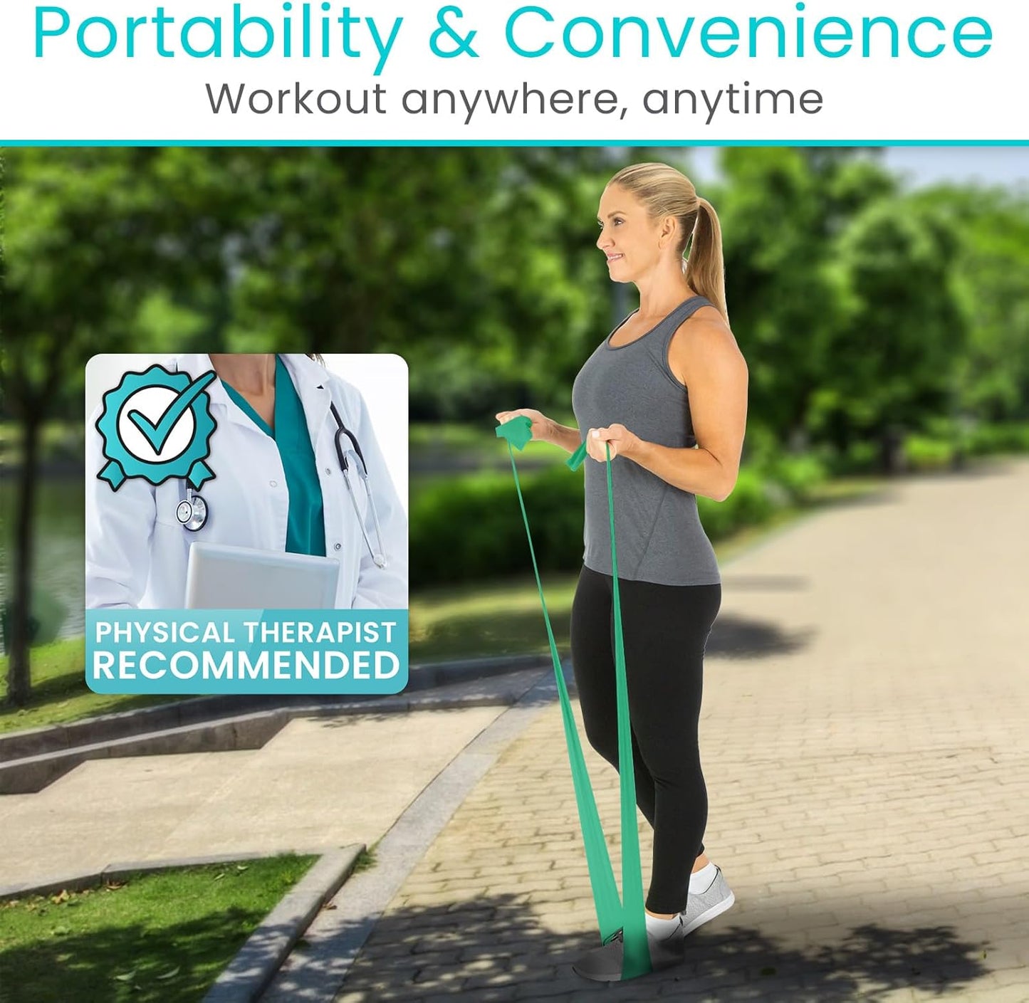 Vive Professional Resistance Bands - 25 Yard Non-Latex Roll for Physical Therapy, Lower and Upper Body Exercise Workout - Straight Elastic for Strength Training, Rehabilitation, Women, Men