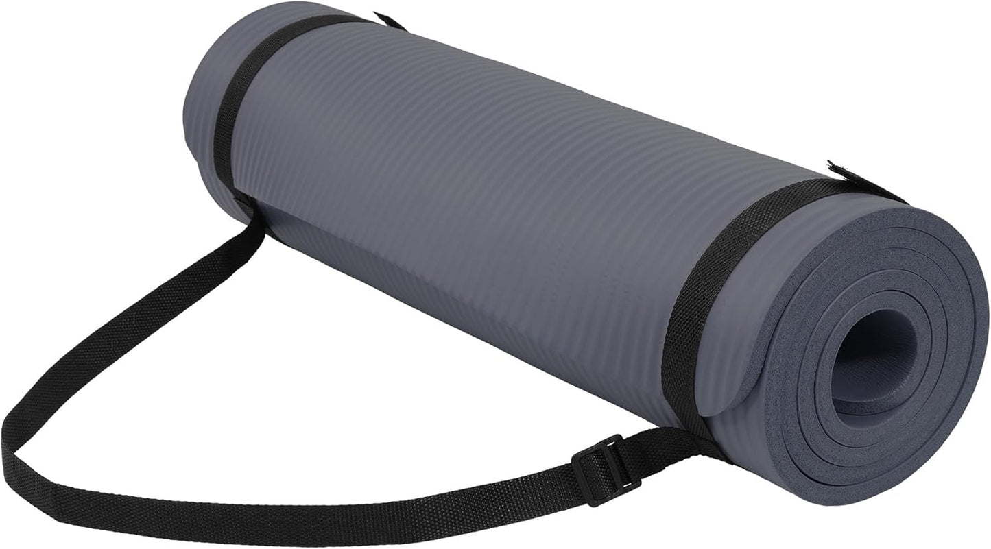 Yoga Mat, 1/2-Inch Extra Thick High Density Exercise Mat, Anti-Tear Exercise Yoga Mat with Carrying Strap, Suitable for Various Yoga Exercises