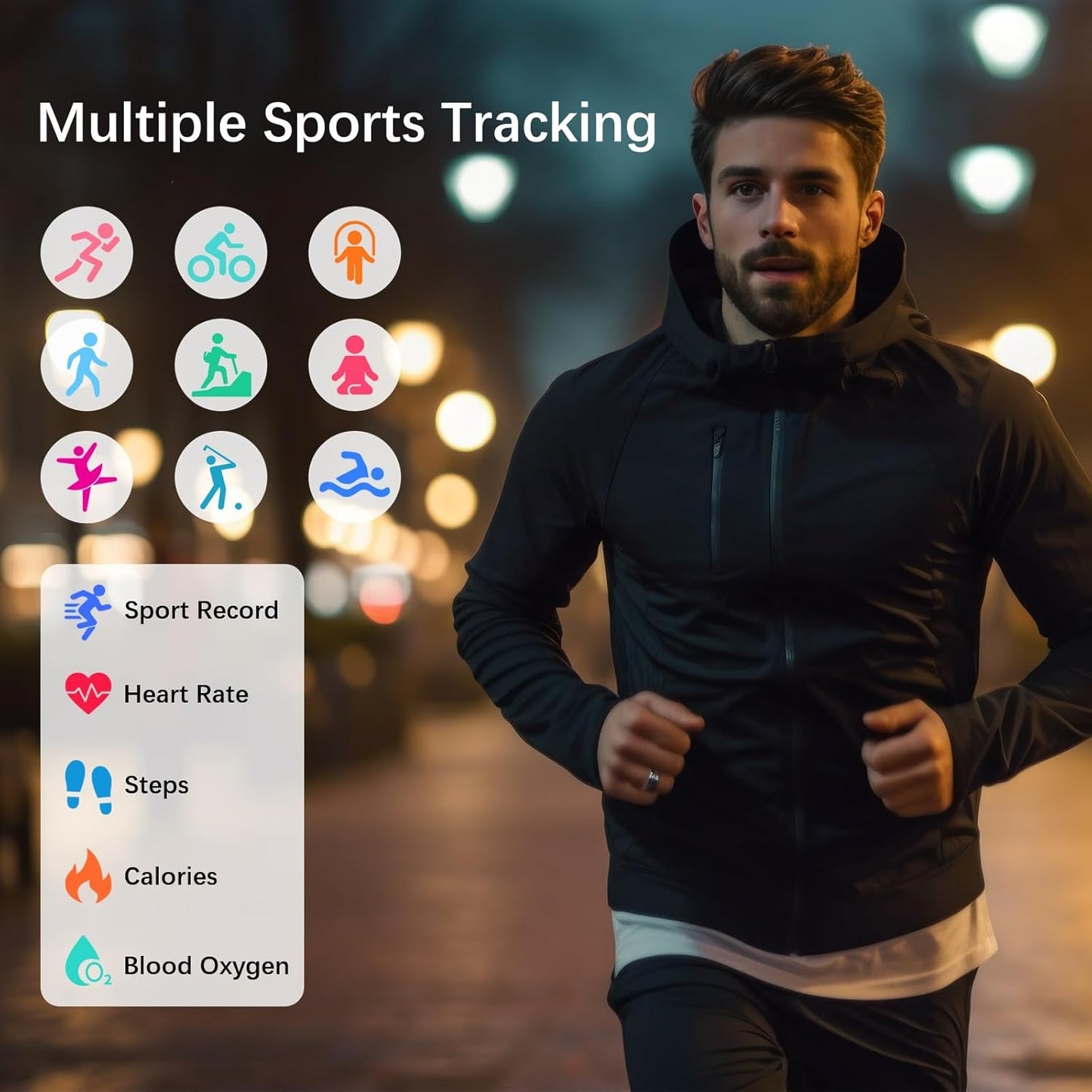 Smart Health Rings for Women Men, Fitness Tracker with Heart Rate, Blood Oxygen, HRV, Sleep Tracker, Step Tracker, No Subscription Fee, IP68 Waterproof Smart Ring for iphone & Android (Black 7#)