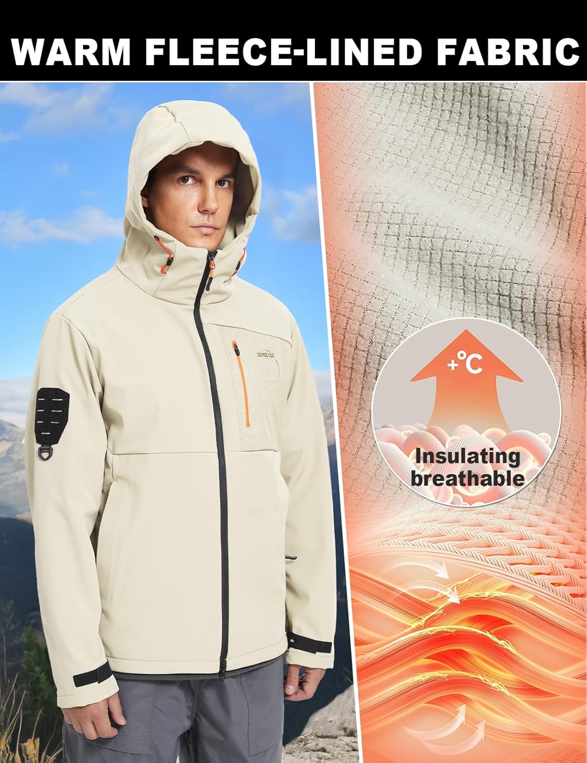 GEMYSE Men's Lightweight Rain Jacket Waterproof Raincoat Hooded Softshell Windbreaker for Outdoor Hiking Travel