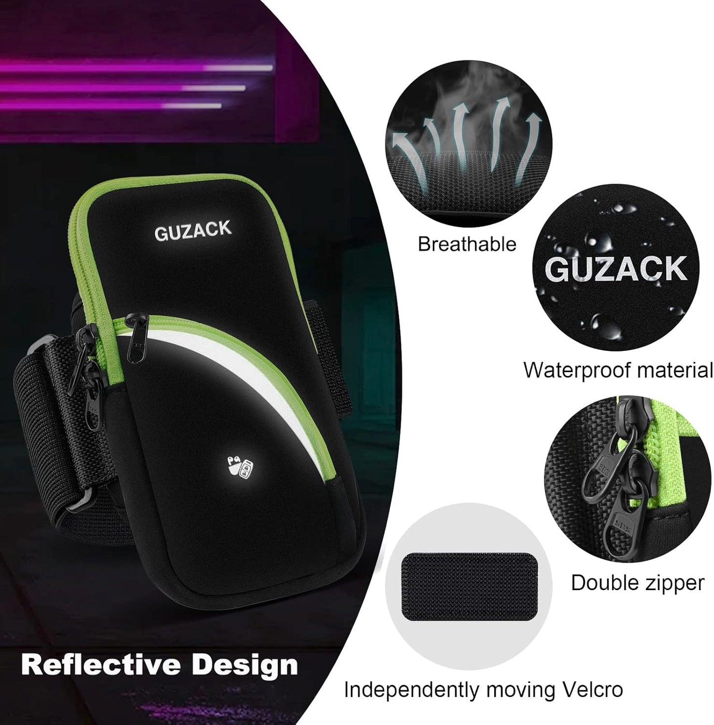 Phone Holder for Running Armband for iPhone 14 15 Pro Max 13 12 11 X XS XR 8 7 6 Plus SE Samsung Up to 6.9'' Cell Phone Arm Bands Bag with Key Card Pocket for Walking Exercise Workout Fitness