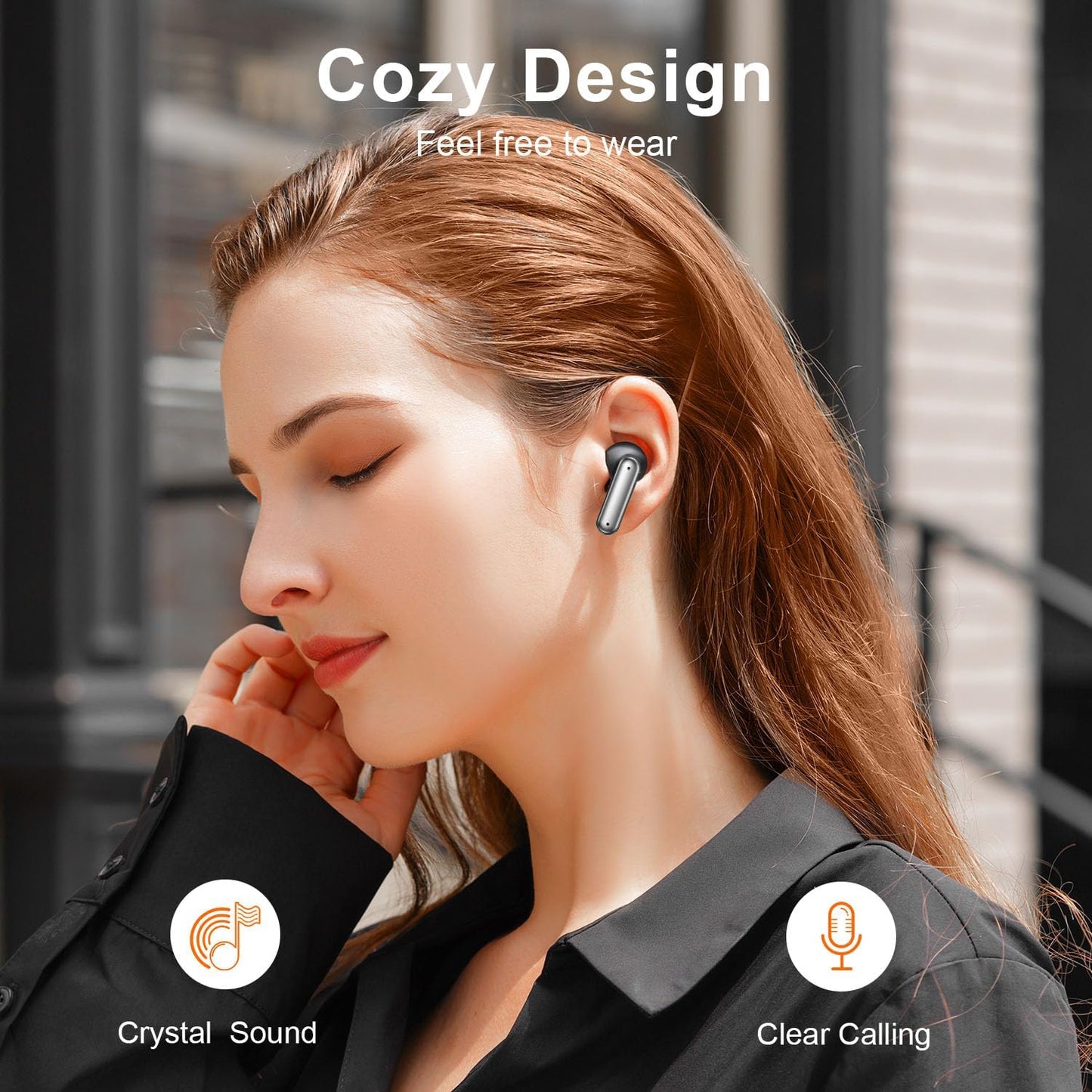 ZIUTY Wireless Earbuds Bluetooth Headphones, 50H Playtime Ear Buds with Mic, LED Digital Display Charging Case, IPX7 Waterproof, Deep Bass Stereo, in-Ear Earphone for iPhone Andriod Phone