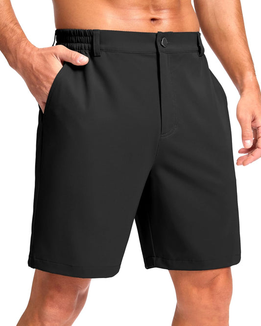 Pudolla Men's Casual Shorts 7"/9" Lightweight Golf Shorts with 3 Pockets Stretch Quick Dry Comfy Work Shorts