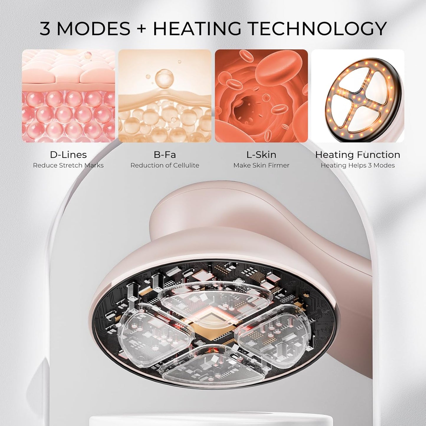 Depsoul Cellulite Massage Tool - 3 Modes 10 Levels Electric Cellulite Body Massager Machine, Skin Tightening Device with Heating Function for Home Use on Belly, Arm, Waist, Leg, Buttocks, Back