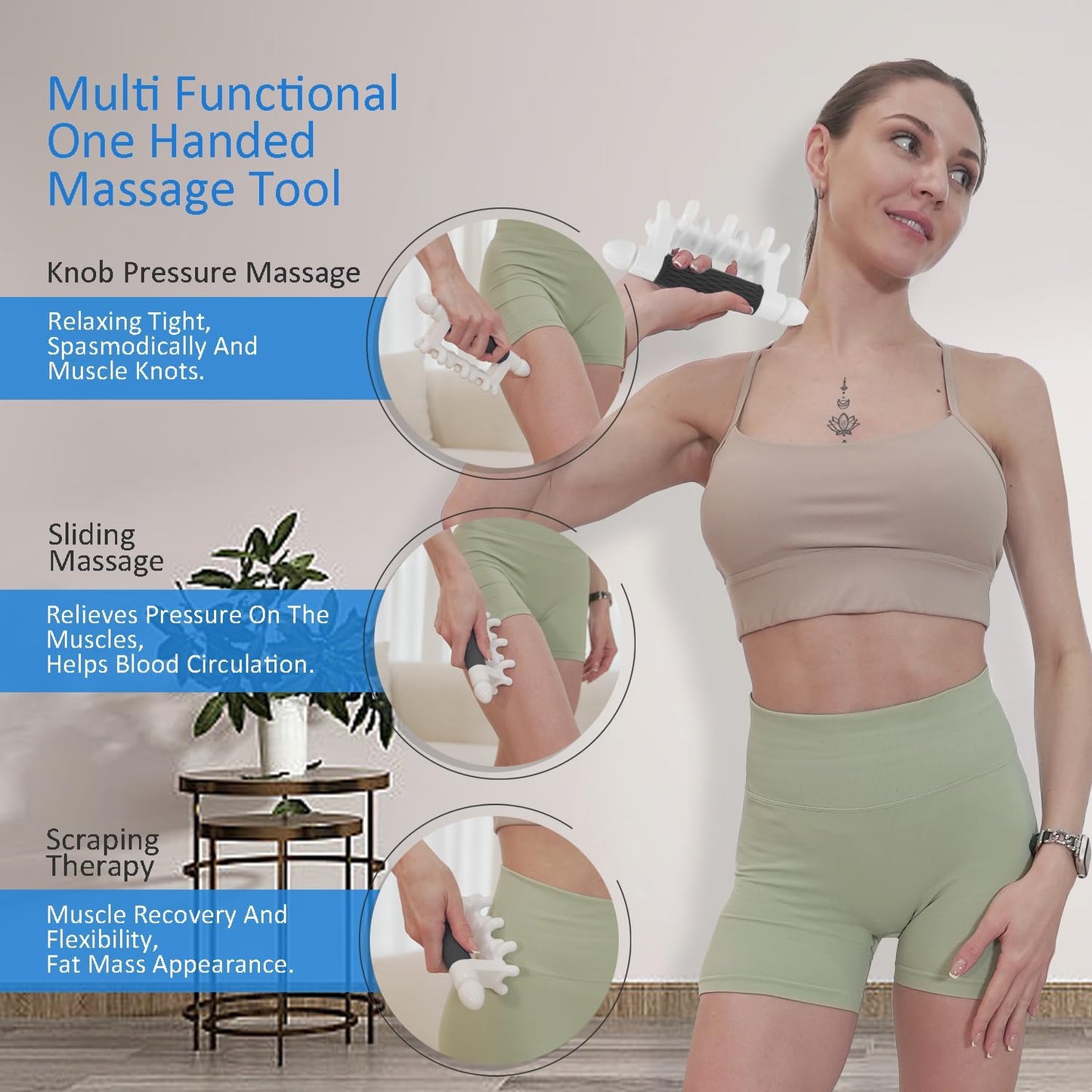 Fascia Massage Tool Myofascial Release Blaster Tools for Anti-Cellulite Skin Soothing Lymphatic Drainage Trigger Point Deep Tissue Neck,Shoulder,Lower Back,Psoas,Thighs,Butt & Full Body(Black)