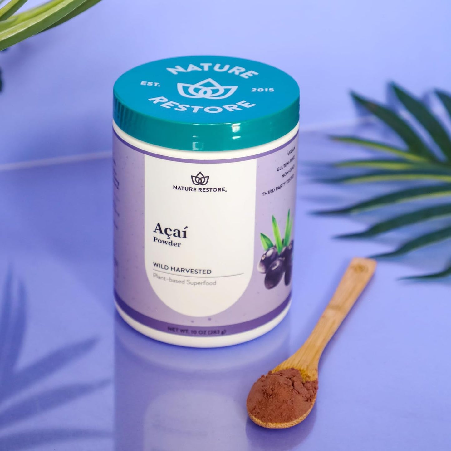 Nature Restore Wild Harvested Acai Berry Powder, 10 Ounces, Non GMO, Gluten Free, Brazilian Wild Grown