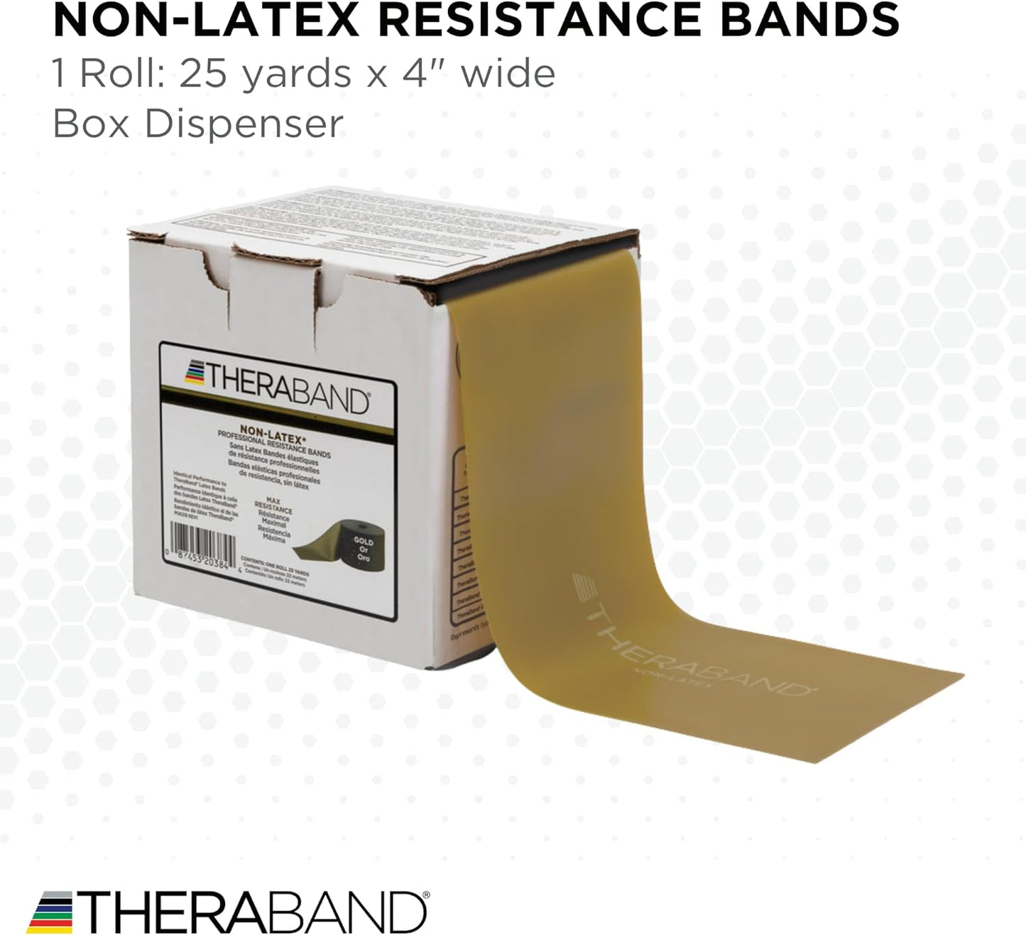 THERABAND Resistance Band 25 Yard Roll, Non-Latex Professional Elastic Stretch Bands for Upper & Lower Body Exercise Workouts, Physical Therapy, Lower Pilates, Flexibility, & Rehab, Dispenser Box