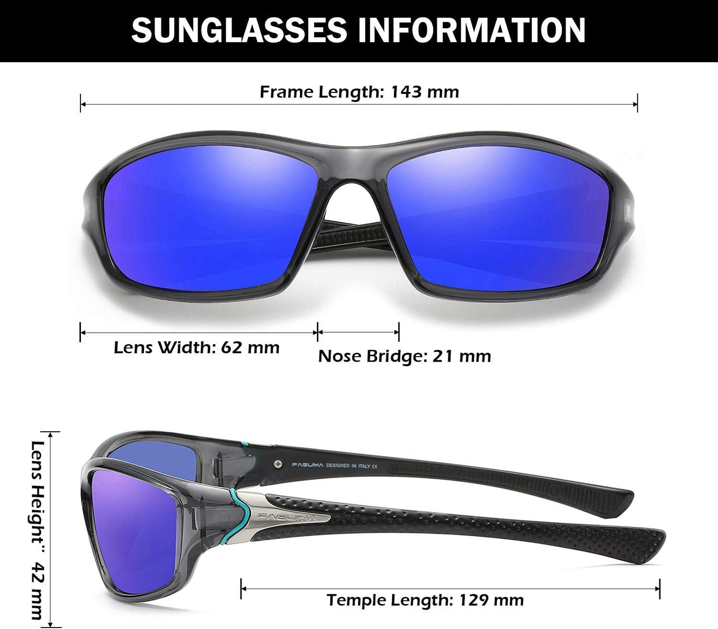 FAGUMA Sports Polarized Sunglasses For Men Cycling Driving Fishing UV400 Protection