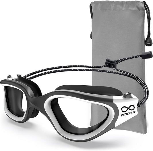 Swim Goggles, Polarized Adult Swimming Goggles Bungee Strap No Hair Pulling Anti-fog Pool Goggles for Men Women