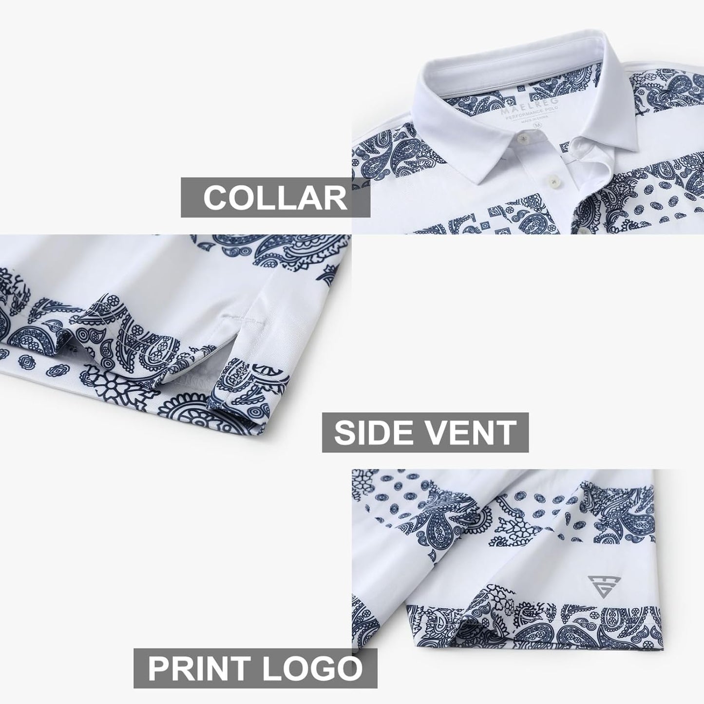 Men's Golf Polo Shirts Short Sleeve Striped Performance Moisture Wicking Dry Fit Golf Shirts for Men