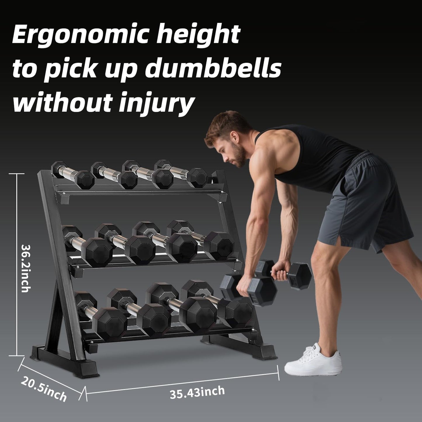 350/450/550 lbs Hex Weight Dumbbell Sets with Rack 5-50 lbs Hand Weights for Strength Training for Home Gyms Men Women Rubber Iron Rubber Coated Exercise & Fitness Muscle
