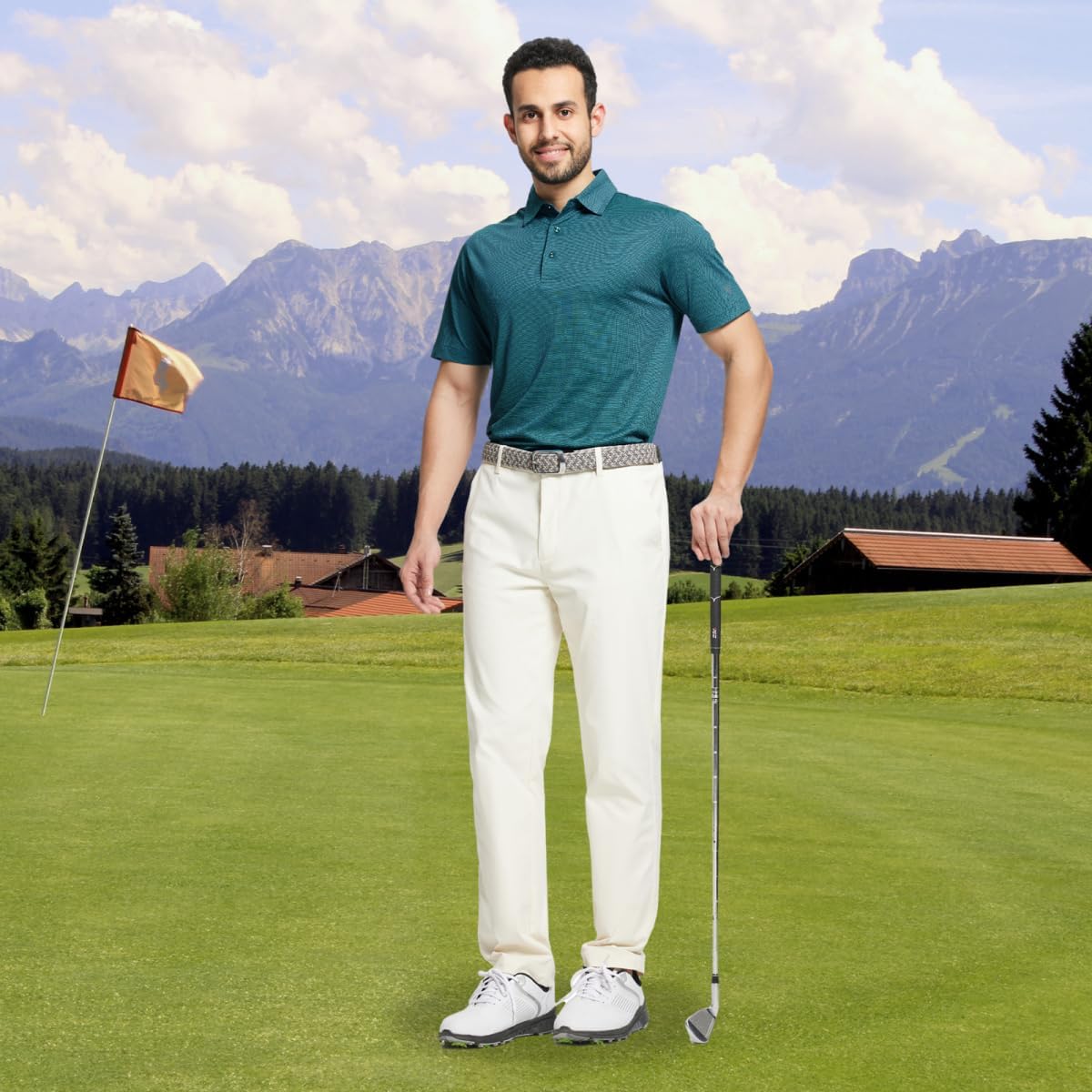 M MAELREG Golf Shirts for Men Dry fit Sports Jacquard Lightweight Performance Texture Short Sleeve Collared Polo Shirts