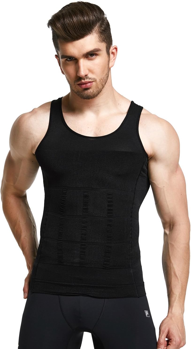 GKVK Mens Slimming Body Shaper Vest Shirt Abs Abdomen Slim