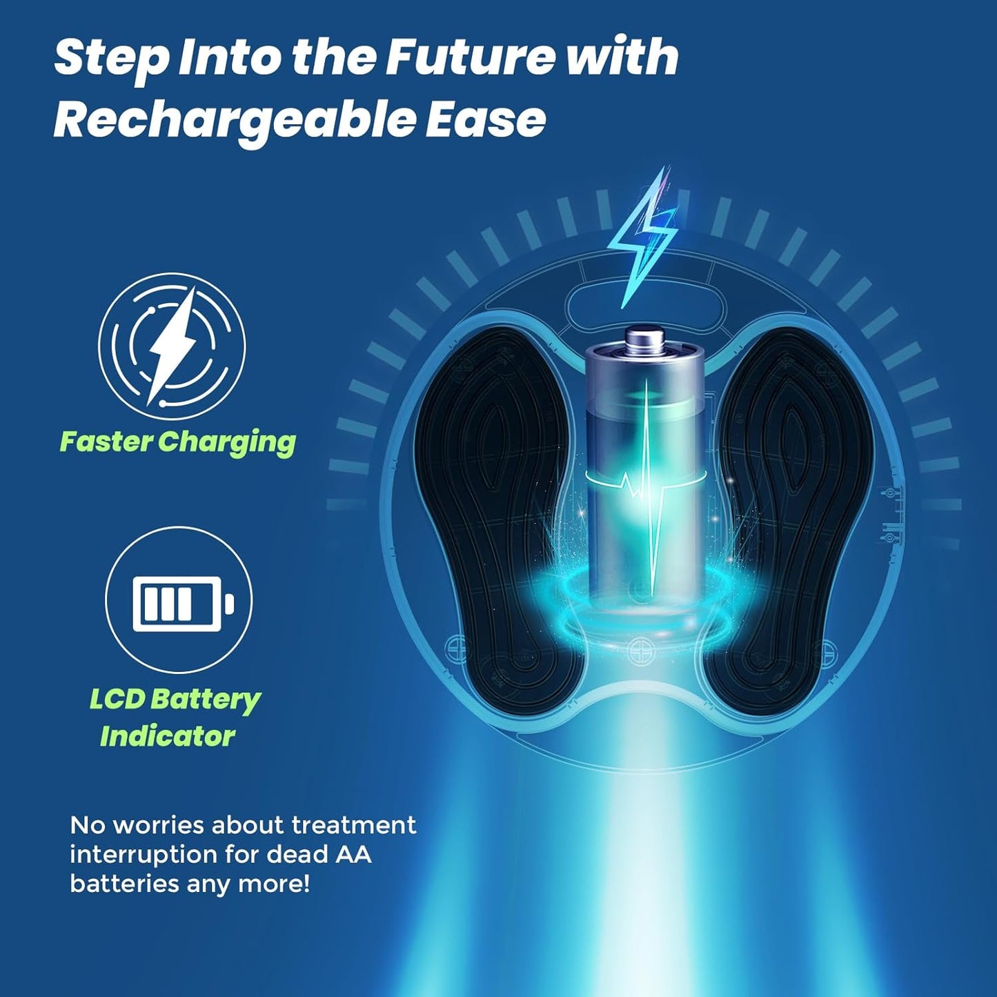 EMS Foot Massager for Neuropathy Relief, TENS Foot Nerve Circulation Stimulator for Pain Relief, Muscle Stimulator with 4 Body Pads, Relieves Swelling, Cramps, Plantar Fasciitis