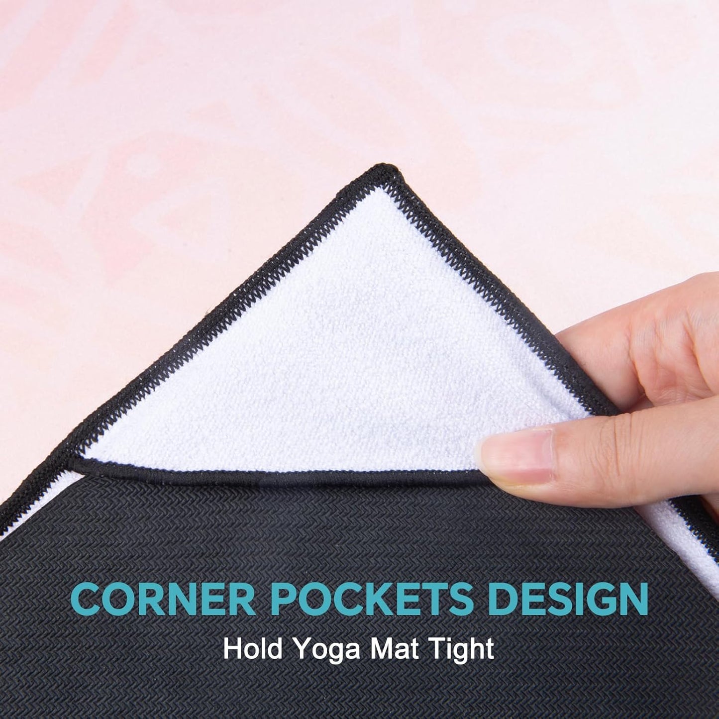 QiyI Yoga Mat Towel with Corner Pockets, Non Slip Sweat Absorbent Hot Yoga Towels, Soft Yoga Blankets with Travel Bag, Skidless Mat Cover for Workout, Gym, Fitness - 70"x26", Gradient Mandala