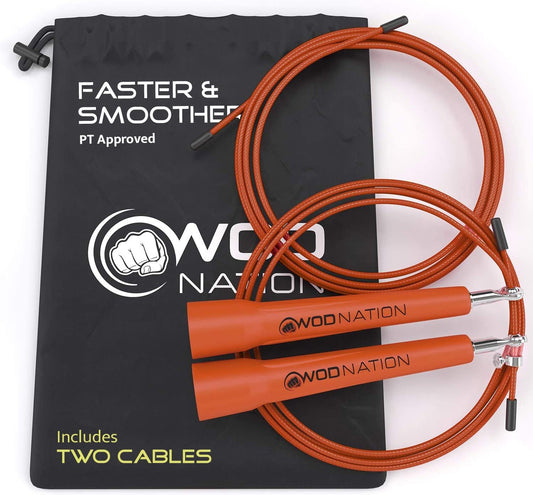 WOD Nation Adjustable Speed Jump Rope For Men, Women & Children - Blazing Fast Fitness Skipping Rope Perfect for Boxing, MMA, Endurance