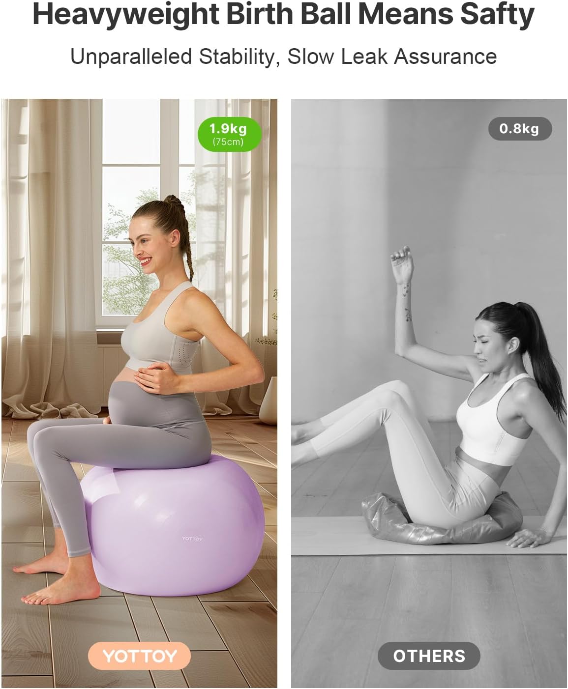 YOTTOY Pregnancy Ball - 1.8mm Thick Birthing Ball for Maternity Physio and Birth Preparation, Yoga and Exercise for Pregnancy - Includes Pump