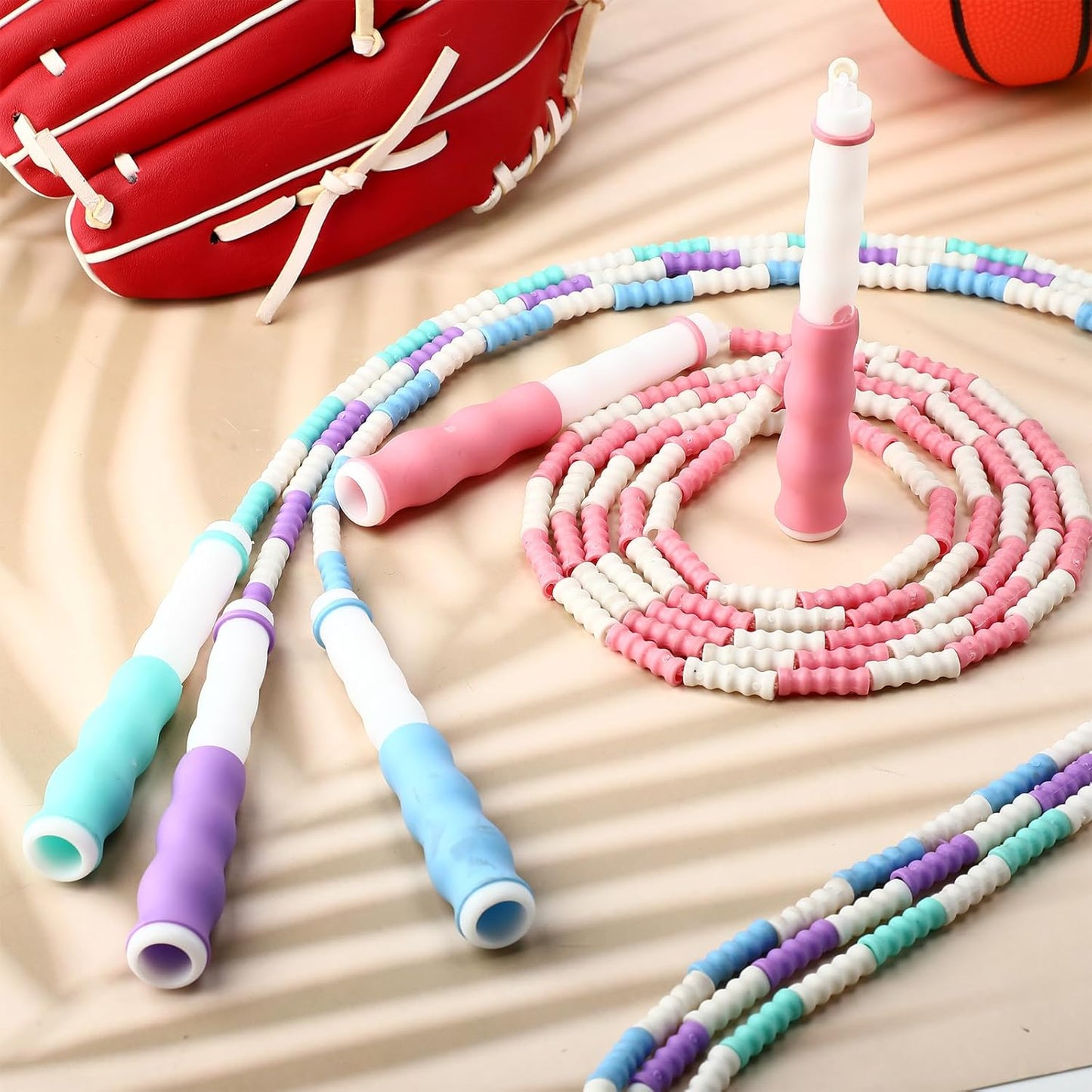 Yunsailing 20 Pack Jump Ropes for Adults Kids, 9.2 Feet Adjustable Length Free Segmented Skipping Rope Bulk Soft Beaded Jumping Ropes for Women Men Exercise Training Workout Weight Loss