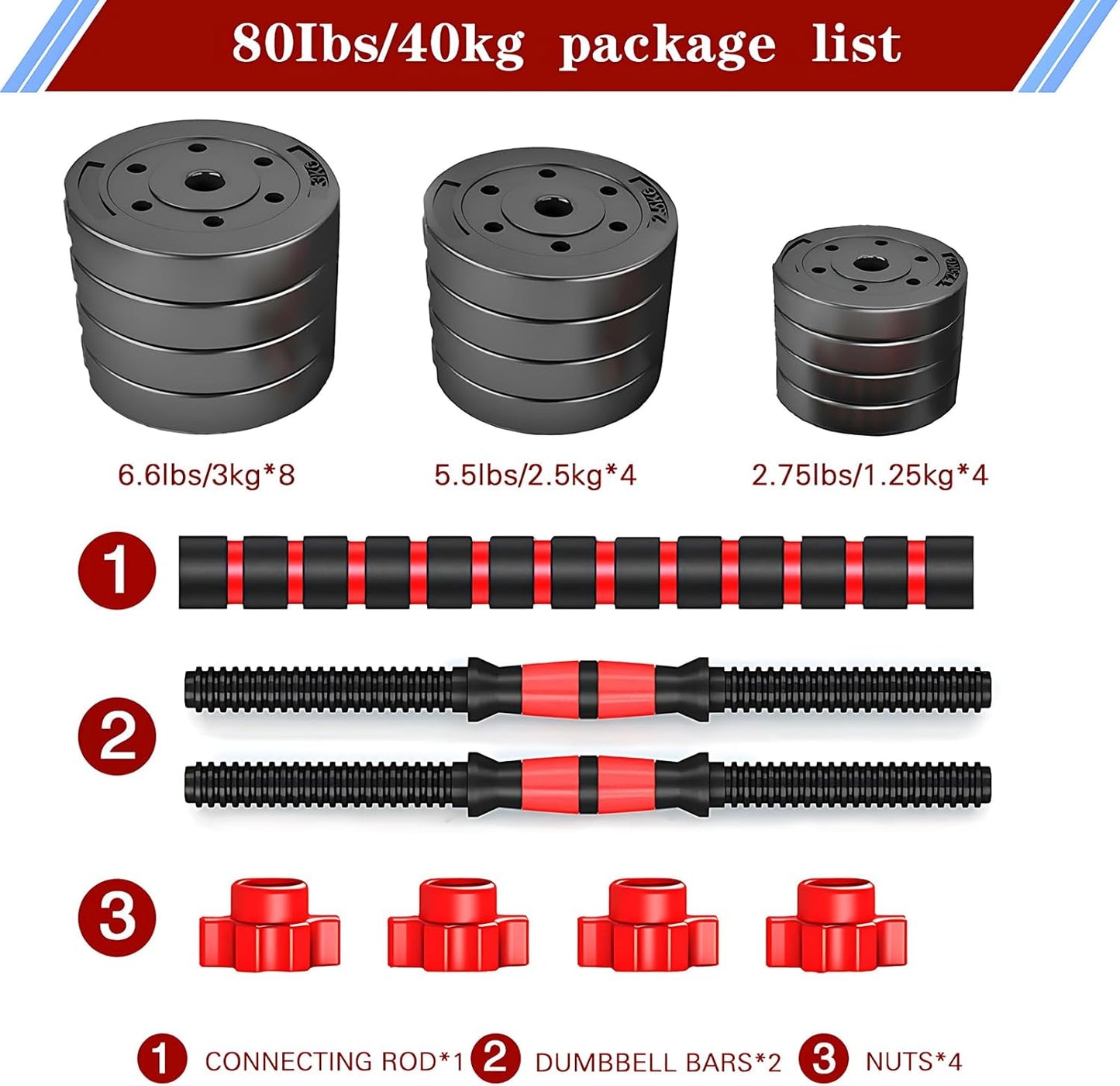 Adjustable-Dumbbells-Sets,Free Weights-Dumbbells Set of 2 Convertible To Barbell A Pair of Lightweight for Home Gym,Women and Men Equipment