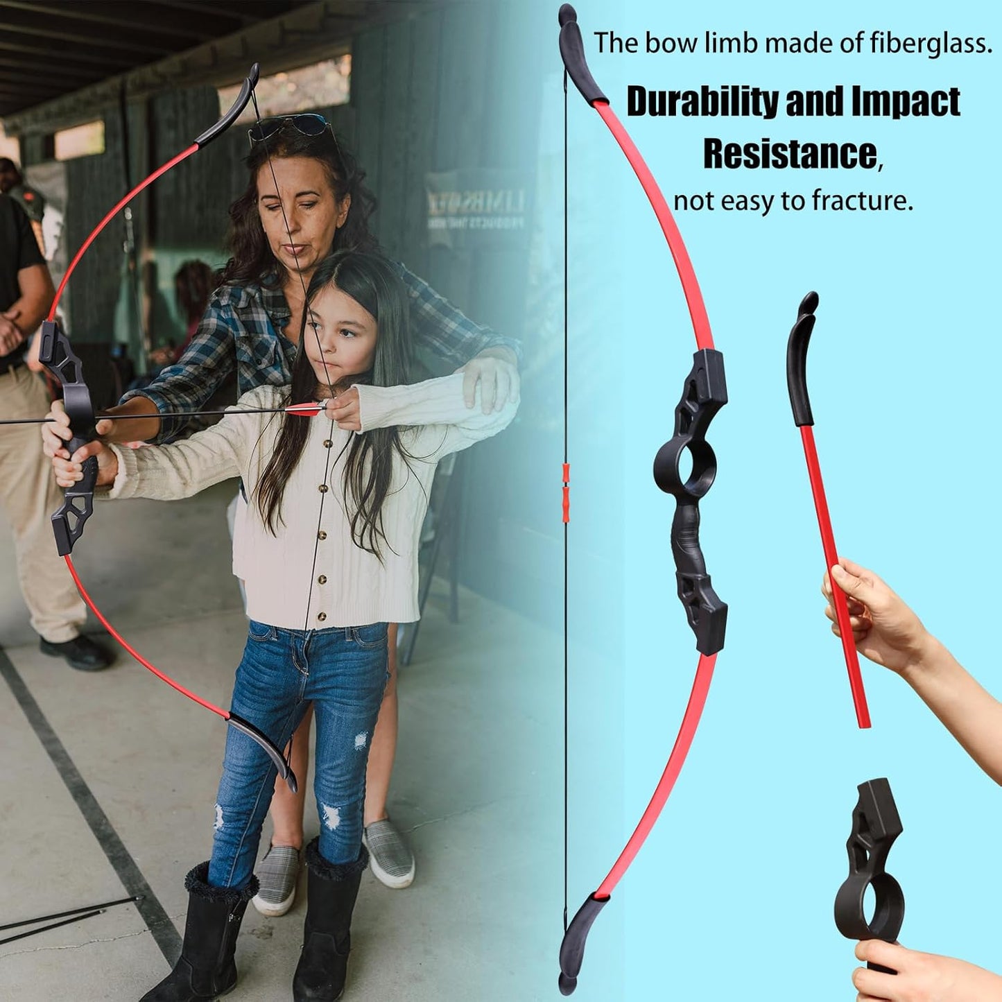 45" Youth Archery Bow and Arrows Sets for Teen 12+Years Gift Toy, Recurve Bow for Beginner Outdoor Sports for Backyard Games & Training, 6-Piece Take-Down Bow Kit