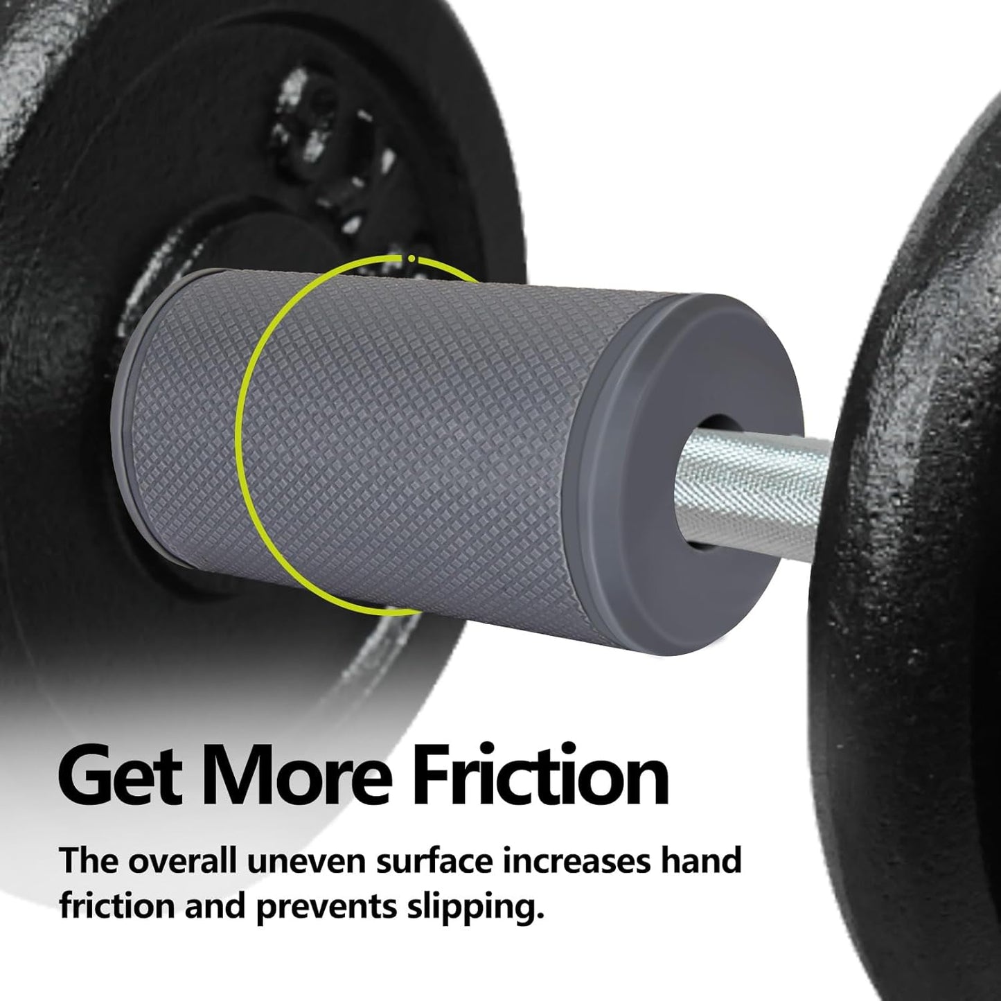 Hikeen Thick Bar Dumbbell Grips,Non Slip Hard Rubber Barbell Grips,Grips for Weight Lifting, Muscle Building-1.77", 2", 2.25" & 2.75" Outer Diameter