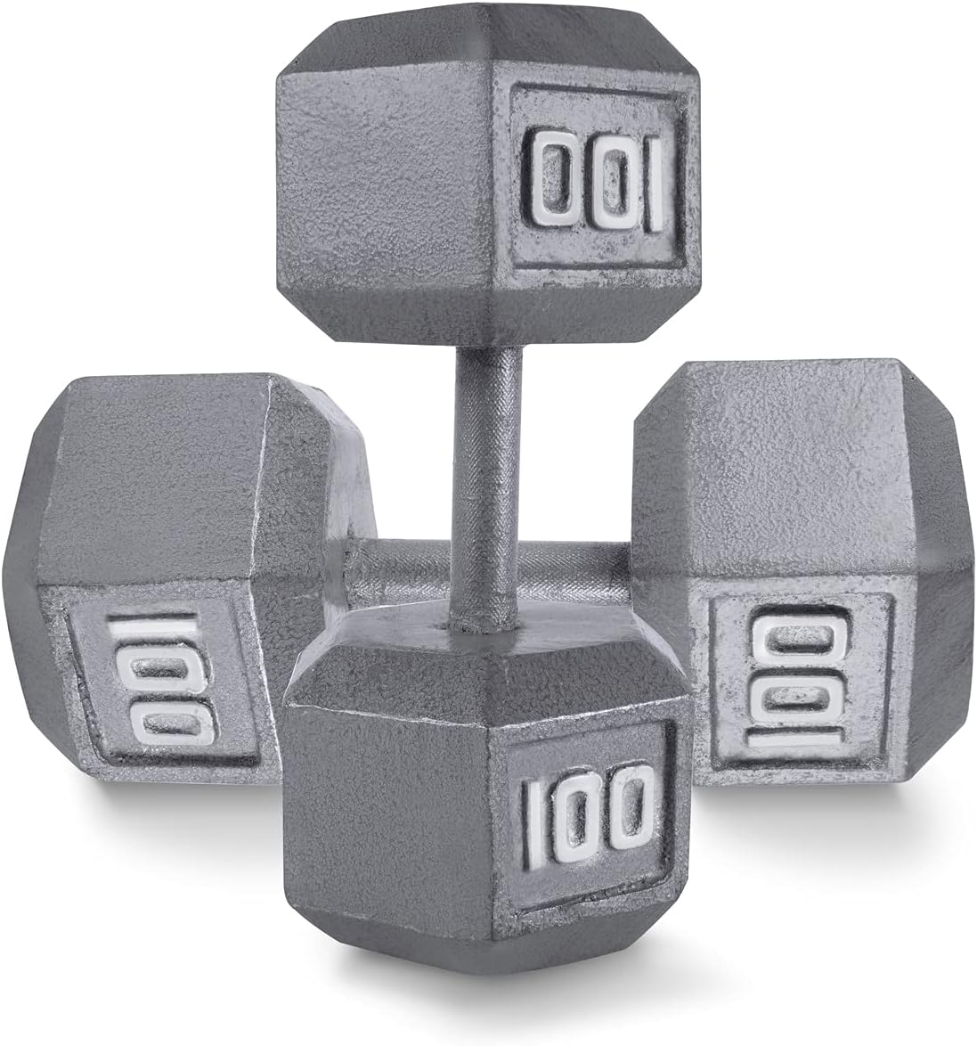 WF Athletic Supply Cast Iron Solid Hexagon Gray/Black Dumbbells, Strength Training Free Weights Set of 2 for Women and Men, Hand Weights Sold by Pairs, Multi-Select Size Options Available
