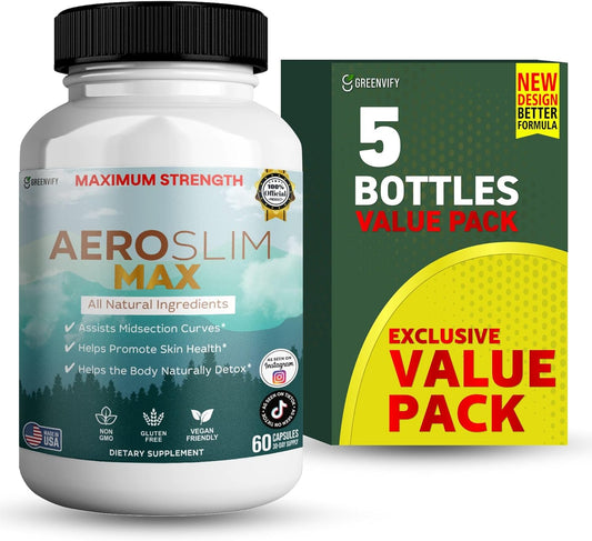 Aeroslim Max Natural Dietary Supplement, 60 Capsules, Maximum Strength, Vegan, Gluten Free, Non-GMO, Made in USA (5)