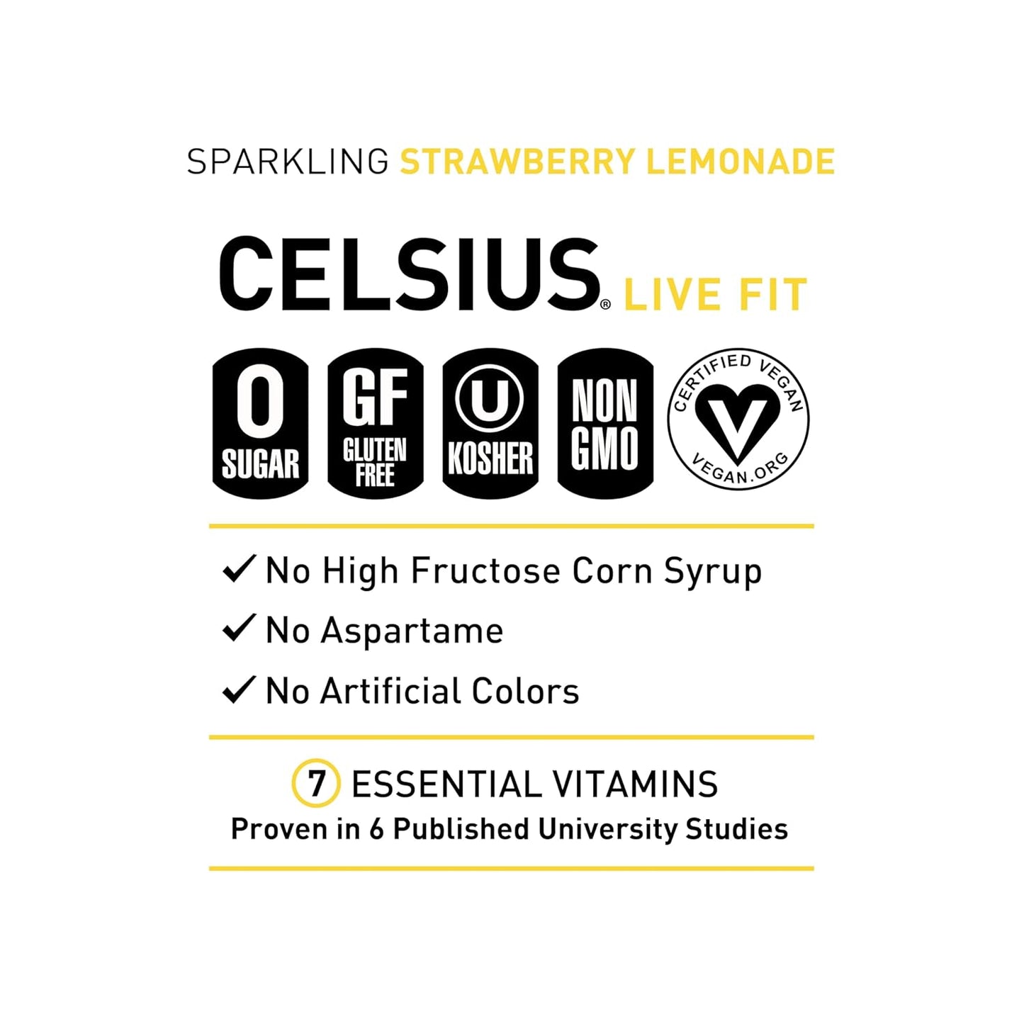CELSIUS Sparkling Strawberry Lemonade, Functional Essential Energy Drink, 12 Fl Oz (Pack of 12)