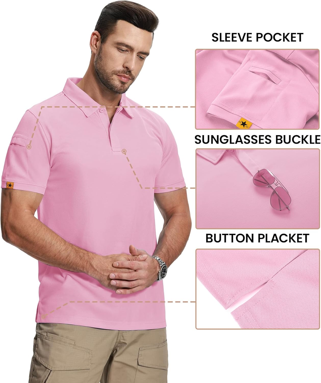 ZITY Mens 2 Pack Polo Shirts Short Sleeve Performance Sports Golf Shirt for Men Tactical Shirt