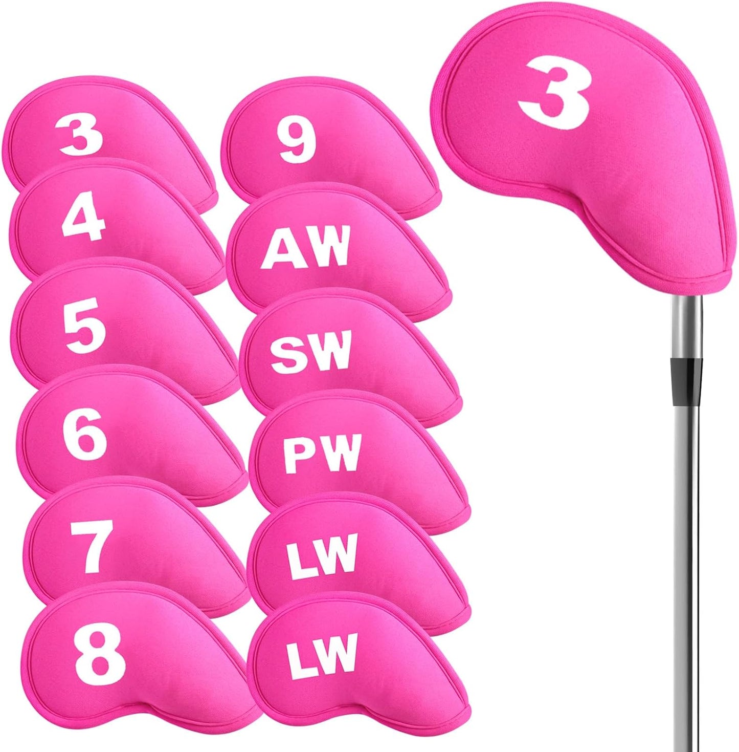 Golf Club Covers Set Neoprene Protector for Irons Value 12 Pack, Headcover Number Universal Head Cover Fit Main Irons Clubs Accessories for Women Men