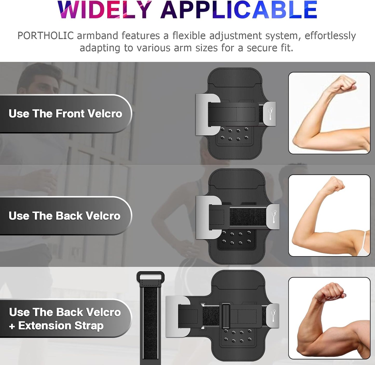 PORTHOLIC 2025 Running Armband Water Resistant Sports Phone Holder Case with Extension Strap, Key Card Slot Up to 6.9" Phone for iPhone 17/16/15/14/13 Plus Air Pro Max XR/XS, Galaxy S25/24/S10