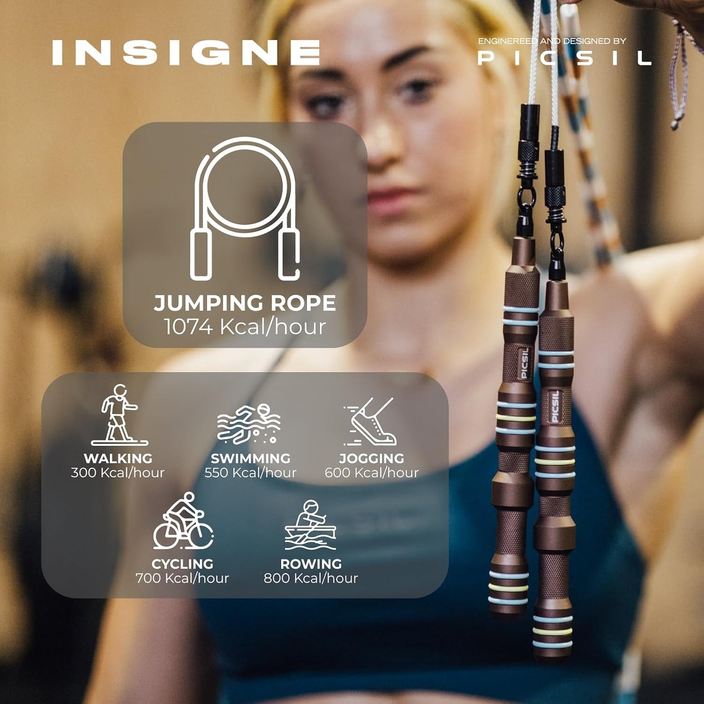 Picsil Insigne Jump Rope, Versatile Speed Rope in 3 Modalities, Fast, Weighted or Crossover Jump Rope, Adaptable to Any Type of Training From Speed to Strength Work