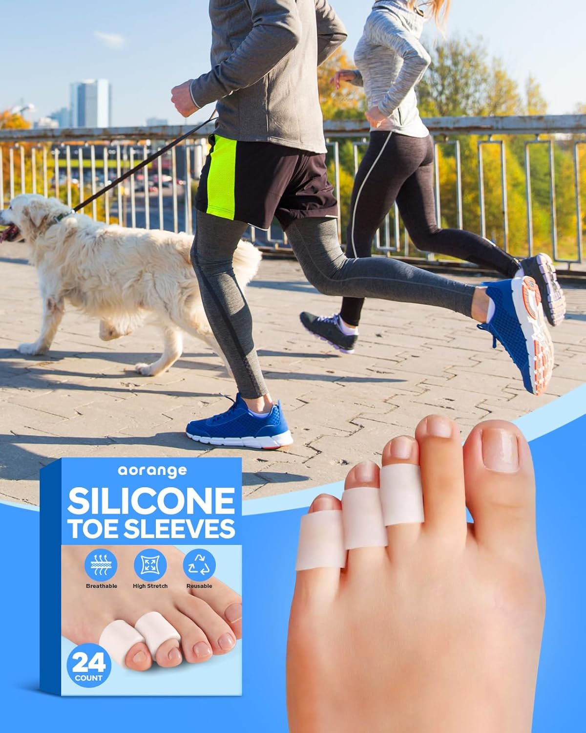 Silicone Toe Sleeves (24 Count), Pain Relief Pinky Toe Protector, Corn Protectors for Toes, Corn Pads for Pinky Toe, Gel Toe Protector for Bunion Blisters, Corns, Hammer Toes, Toenails Loss