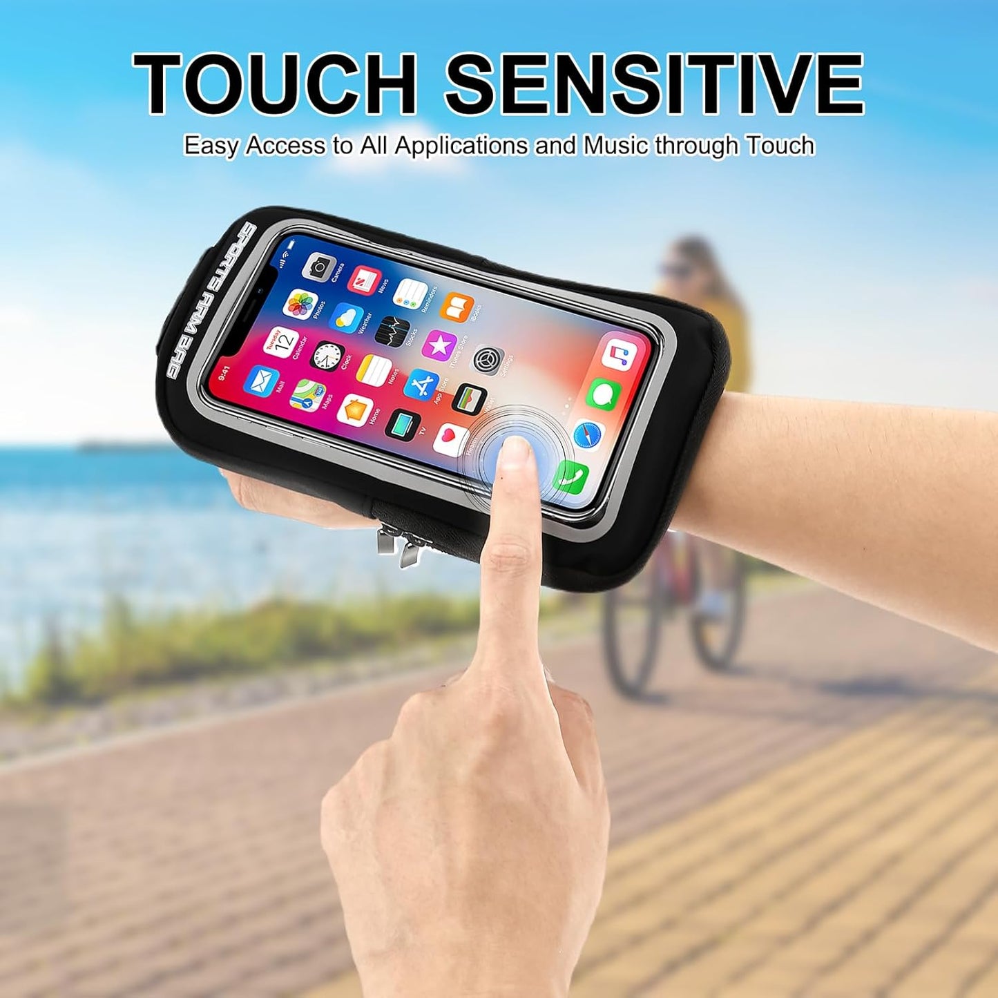 2 Pcs Phone Holder for Running Exercise Phones Armband Waterproof and Breathable Coin Purse Adjustable with Touch Screen Function Outdoor Cycling Use Suitable Sizes Under 6.8 Inches