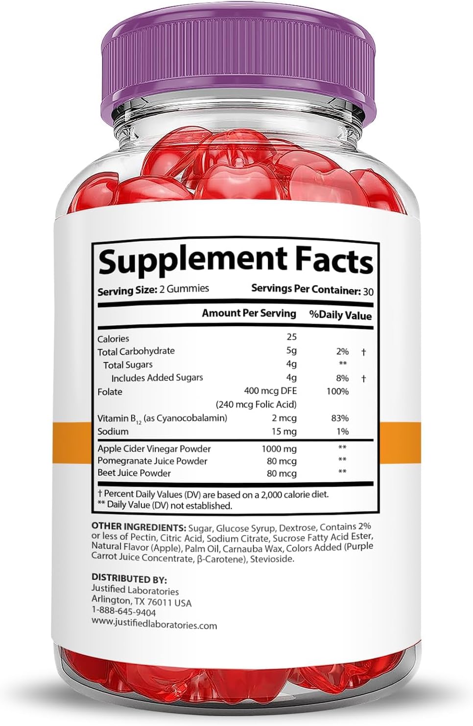 Justified Laboratories (2 Pack Rapid Ripped Keto ACV Gummies Advanced Formula 1000MG Rapidripped Formulated with Pomegranate Beet Juice Powder B12 Vegan Non GMO 120 Gummys