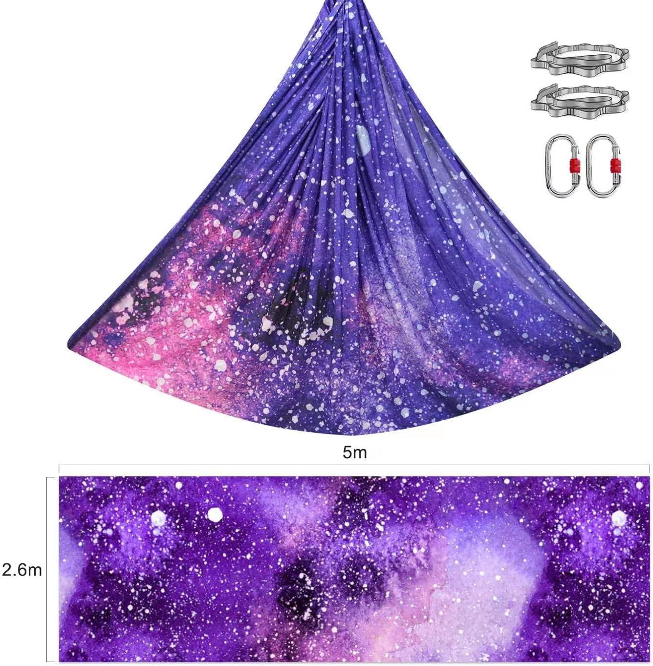 F.Life Aerial Yoga Hammock kit- Yoga Swing Multicolor 5 yards-Flying Yoga Include Daisy Chain,Carabiner and Pose Guide