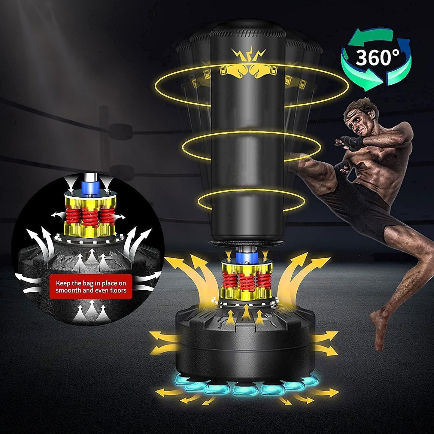 Punching Bag for Adults 70'', OKUGAFIT Freestanding Punching Bag for Adults -Suction Cup- Boxing Bag with Stand for MMA Muay Thai Fitness，Required Sand Refilling