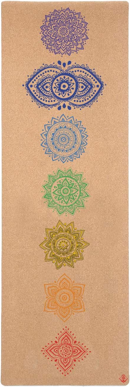 Cork Yoga Mat - Artist Designed, Premium Printed Eco-Friendly Non-Slip mat, Great for Regular & Hot Yoga, Pilates, Workouts 72 inch x 24 inch x 3mm Thick
