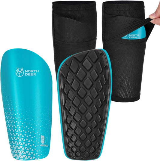 Northdeer Soccer Shin Guards for Kids Adults. Sleeves with Optimized Insert Pocket - Protective Soccer for Boys Girls Men