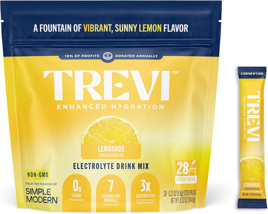 TREVI™ Sugar Free Electrolytes - Drink Mix Hydration Powder Packets - 28 Count - Lemonade