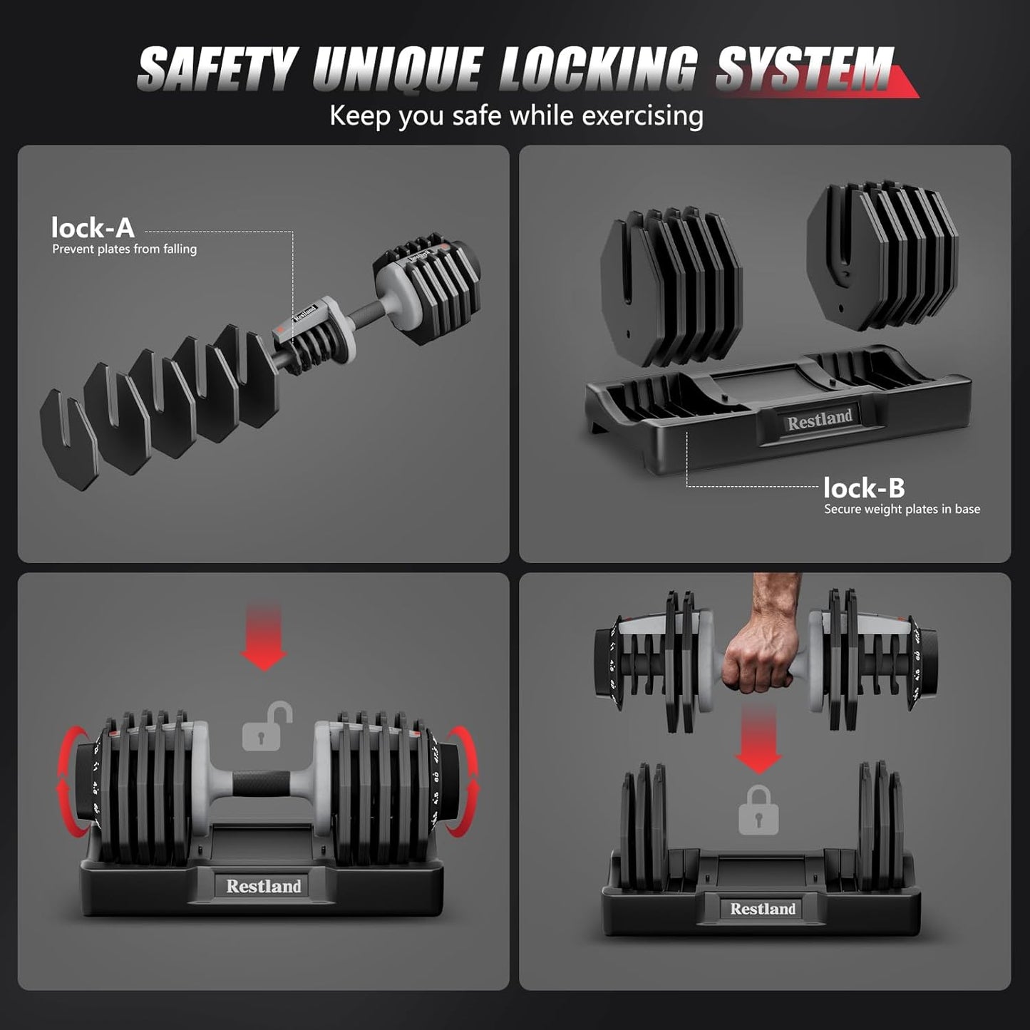 Adjustable Dumbbell Set of 2 Anti-Slip Handle 5 Different Free Weights Per Dumbbell for Men Women Home Workout Gym