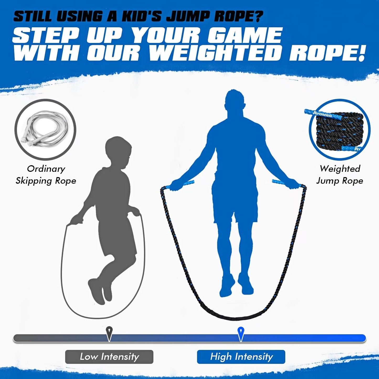 Jump Rope, Weighted Jump Rope for Fitness, Heavy Jump Ropes for Men Women Kids, Battle Skipping Ropes for Exercise, Suitable for Boxing, Cardio, Training Muscle Speed Home Gym Workout Equipment