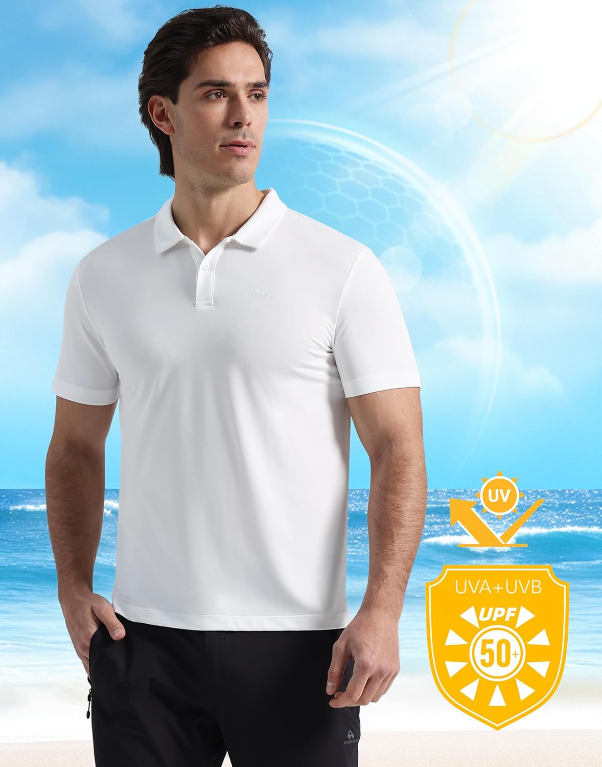Pioneer Camp Men's Golf Shirt UPF 50+ Quick Dry Polo Shirts Short Sleeve Moisture Wicking Performance Tees Collar Work Shirts