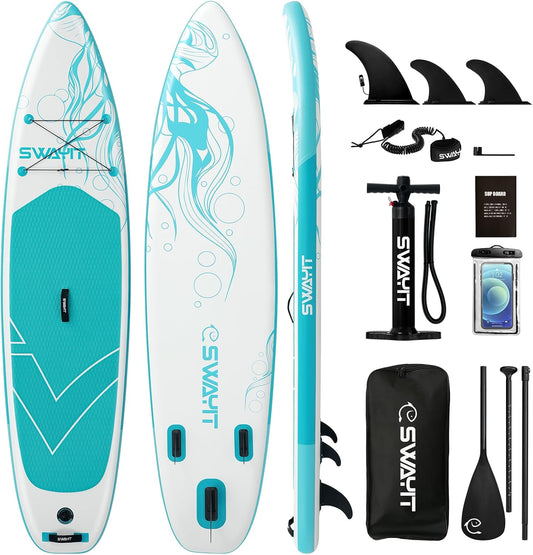 Inflatable Stand Up Paddle Board – Durable SUP for Adults & Youth,33" Wide Blow Up Paddle Board with Paddle, Pump, Backpack,Leash – All Around Stable for All Skill Levels, Carries up to 450 lbs