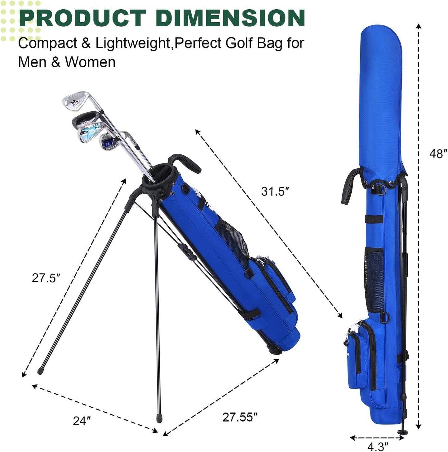 MAZEL Lightweight Golf Bag for Men – Easy to Carry Golf Clubs Bag with Shoulder Strap,Pitch n Putt Golf Stand Bag for Driving Range,Par 3 and Executive Courses - Fit Up to 8 Clubs