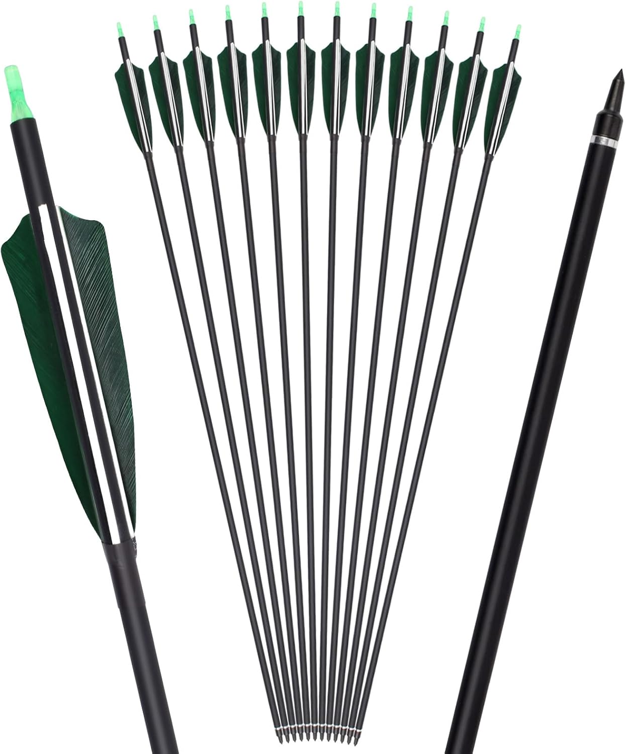 YLS 500 Spine Arrows 30 Inch Carbon Arrows 4" Turkey Feather Archery Target Practice Hunting Arrows with for Recurve Bow Long Bow